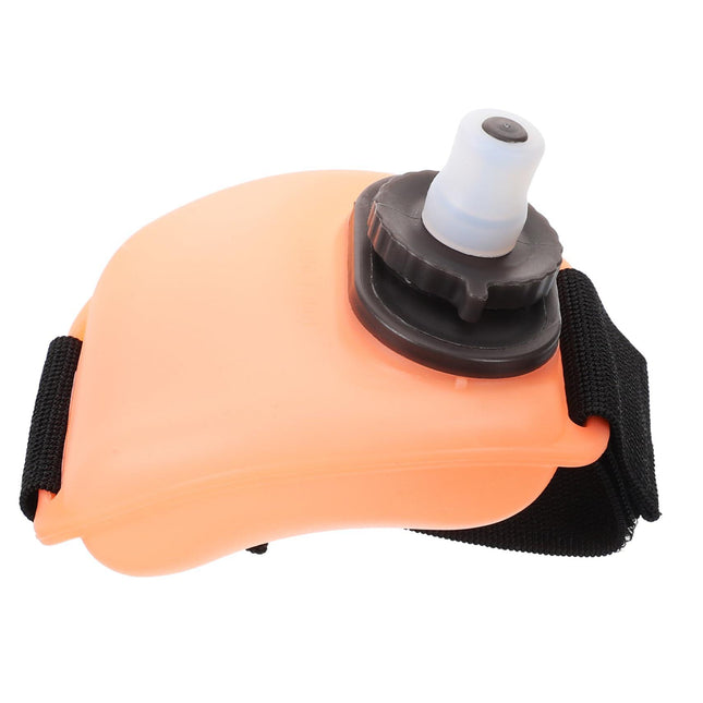 Wrist Water Bottle 7oz Hydration Flask – Hands-Free Leak-Proof Silicone Drink Container for Running, Cycling, Hiking & Fitness Training (Orange).