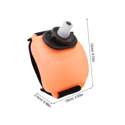 Wrist Water Bottle 7oz Hydration Flask – Hands-Free Leak-Proof Silicone Drink Container for Running, Cycling, Hiking & Fitness Training (Orange).