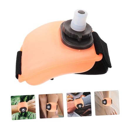 Wrist Water Bottle 7oz Hydration Flask – Hands-Free Leak-Proof Silicone Drink Container for Running, Cycling, Hiking & Fitness Training (Orange).