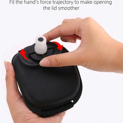 Wrist Water Bottle 7oz Hydration Flask – Hands-Free Leak-Proof Silicone Drink Container for Running, Cycling, Hiking & Fitness Training (Black).