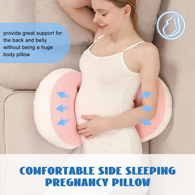 Adjustable Pregnancy Pillow with Velcro Design – Side Sleeping Support for Back, Belly, Hips & Legs, Travel-Friendly Maternity Pillow with Bonus Auxiliary Pillow(Red).
