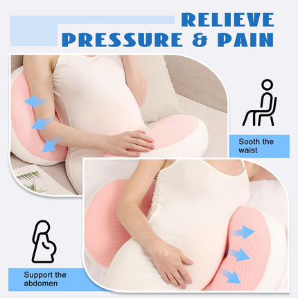 Adjustable Pregnancy Pillow with Velcro Design – Side Sleeping Support for Back, Belly, Hips & Legs, Travel-Friendly Maternity Pillow with Bonus Auxiliary Pillow(Red).