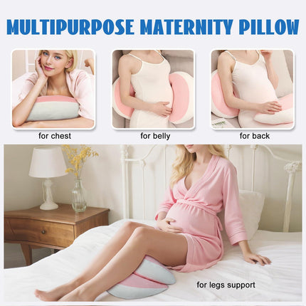 Adjustable Pregnancy Pillow with Velcro Design – Side Sleeping Support for Back, Belly, Hips & Legs, Travel-Friendly Maternity Pillow with Bonus Auxiliary Pillow(Red).