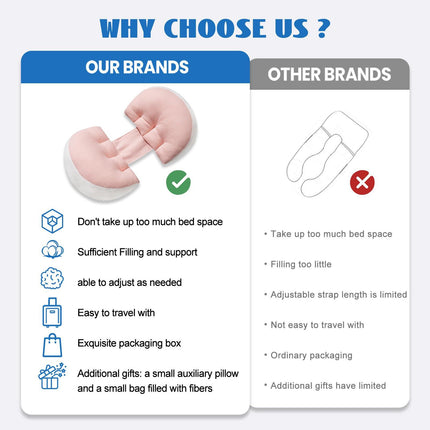 Adjustable Pregnancy Pillow with Velcro Design – Side Sleeping Support for Back, Belly, Hips & Legs, Travel-Friendly Maternity Pillow with Bonus Auxiliary Pillow(Red).