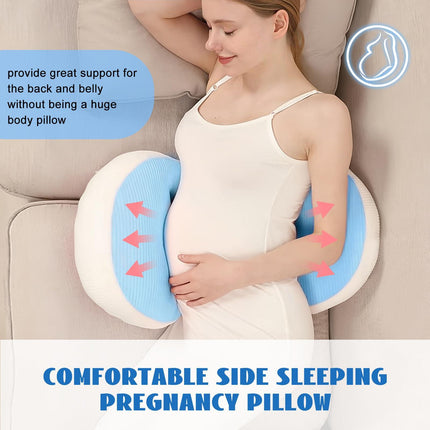 Adjustable Pregnancy Pillow with Velcro Design – Side Sleeping Support for Back, Belly, Hips & Legs, Travel-Friendly Maternity Pillow with Bonus Auxiliary Pillow(Blue).