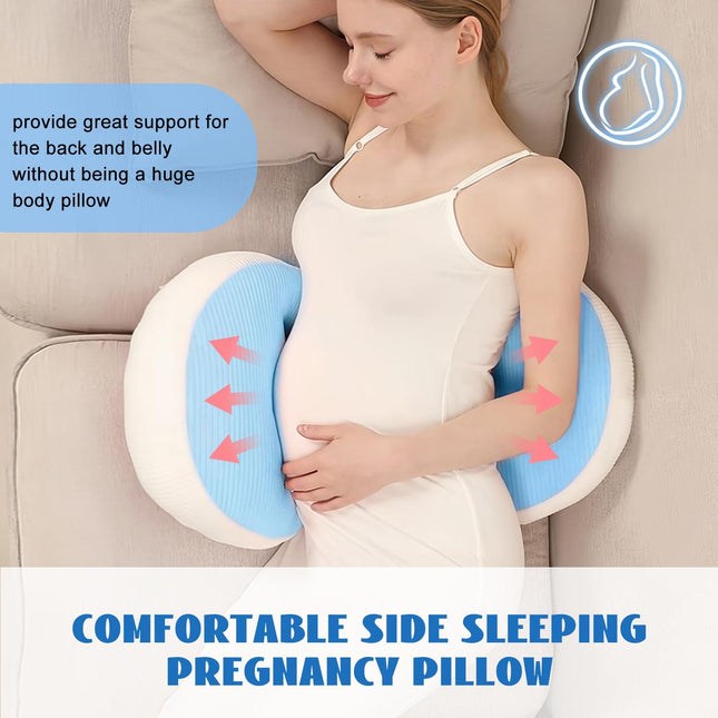 Adjustable Pregnancy Pillow with Velcro Design – Side Sleeping Support for Back, Belly, Hips & Legs, Travel-Friendly Maternity Pillow with Bonus Auxiliary Pillow(Blue).