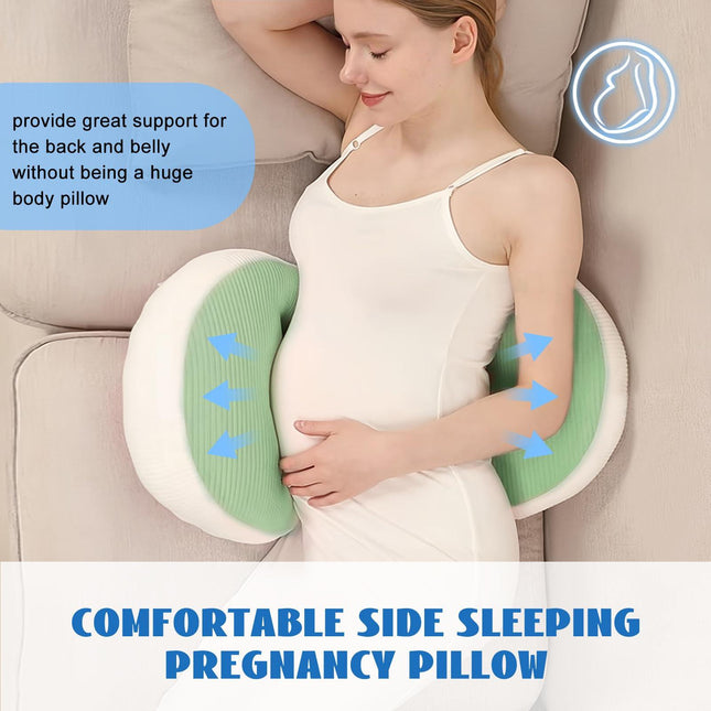 Adjustable Pregnancy Pillow with Velcro Design – Side Sleeping Support for Back, Belly, Hips & Legs, Travel-Friendly Maternity Pillow with Bonus Auxiliary Pillow(Green).