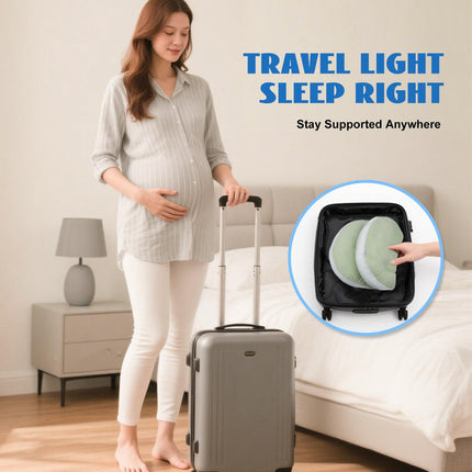 Adjustable Pregnancy Pillow with Velcro Design – Side Sleeping Support for Back, Belly, Hips & Legs, Travel-Friendly Maternity Pillow with Bonus Auxiliary Pillow(Green).