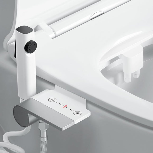 Bidet Toilet Attachment with Handheld Sprayer – Dual Nozzle for Pregnant Women, Postpartum Care & Elderly, Non-Electric Cold Water Bidet, Slim Under-Seat Fit (White).