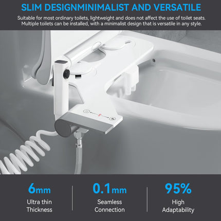 Bidet Toilet Attachment with Handheld Sprayer – Dual Nozzle for Pregnant Women, Postpartum Care & Elderly, Non-Electric Cold Water Bidet, Slim Under-Seat Fit (White).