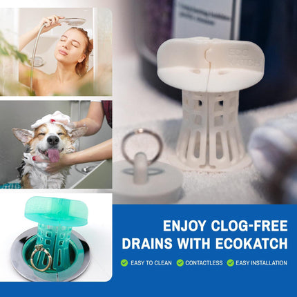 Bathtub Hair Catcher with Handle – No-Touch Drain Filter for Shower and Tub, Reusable Clog Preventer 2-Pack (Blue).