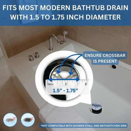 Bathtub Hair Catcher with Handle – No-Touch Drain Filter for Shower and Tub, Reusable Clog Preventer 2-Pack (Blue).