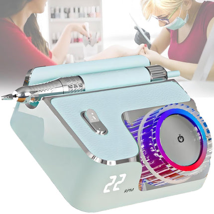 Electric Nail File Drill,Rechargeable Nail Drills Machine,Manicure Pedicure Polishing Acrylic Gel Nail Grinder, for Salon, Home(Green)