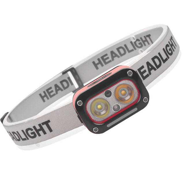 Rechargeable LED Headlamp with Motion Sensor & 6 Lighting Modes – Ultra-Bright Waterproof Headlight for Running, Camping, Hiking, Fishing, and Night Work (Grey).