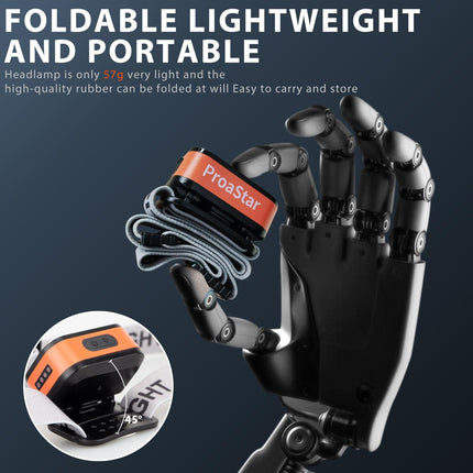 Rechargeable LED Headlamp with Motion Sensor & 6 Lighting Modes – Ultra-Bright Waterproof Headlight for Running, Camping, Hiking, Fishing, and Night Work (Grey).