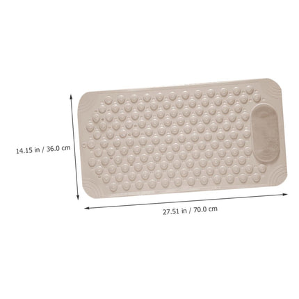 Non-Slip Bath Mat with Foot Scrubber – 70 x 36 cm, Anti-Skid Suction Cups & Drain Holes, Waterproof Shower Floor Pad with Exfoliating Brush(Grey).