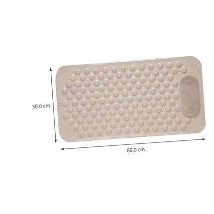 Non-Slip Bath Mat with Foot Scrubber – 80 x 50 cm, Anti-Skid Suction Cups & Drain Holes, Waterproof Shower Floor Pad with Exfoliating Brush(Grey).
