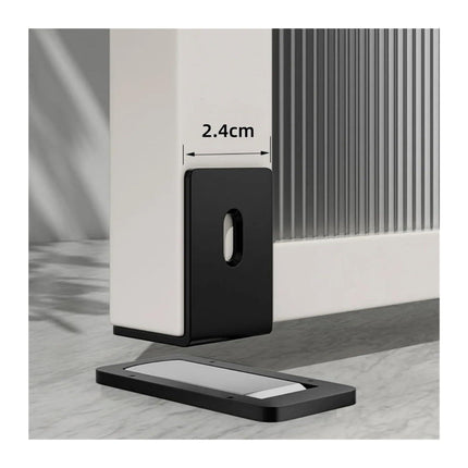 Ultra-Thin Magnetic Door Stopper – Self-Adhesive, Anti-Collision, Windproof, One-Push Locking, Discreet Design for Glass Doors (Steel Gray).