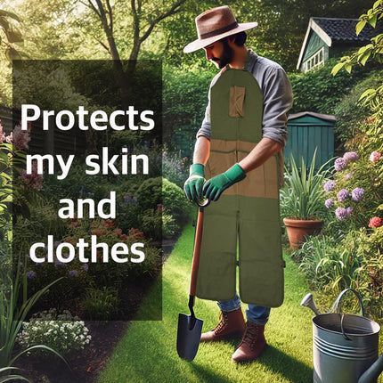 Heavy-Duty Canvas Garden Apron with Pockets & Adjustable Straps – Waterproof Long Apron for Outdoor Work, Farming, BBQ, and Gardening (Green).