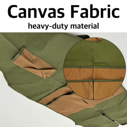 Heavy-Duty Canvas Garden Apron with Pockets & Adjustable Straps – Waterproof Long Apron for Outdoor Work, Farming, BBQ, and Gardening (Green).