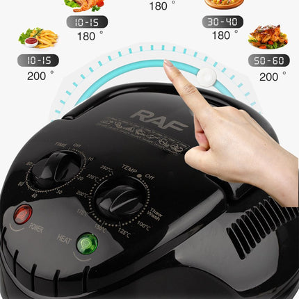 12L 8-in-1 Electric Air Fryer with 360° Panoramic Glass Bowl, 1200W Low-Fat Multi-Purpose Cooker for Roast Chicken, Pizza, and Family Meals.(black)