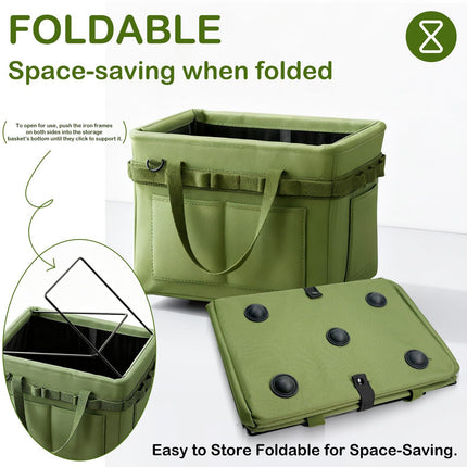 Heavy-Duty Foldable Tool Bag with Side Pockets – Multi-Compartment Oxford Carry Organizer for Tradesmen, DIYers & Outdoor Use (Green).