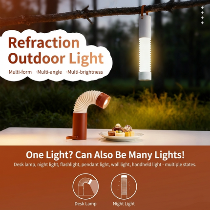 Foldable Outdoor Camping Light with Dual Brightness Modes – Rechargeable Red LED Tent Lamp, IP65 Waterproof, Magnetic Base & Adjustable Neck for Hiking and Emergency Use (Red).