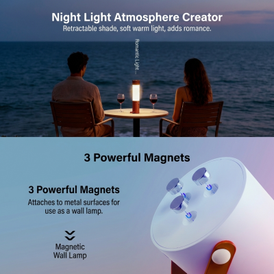 Foldable Outdoor Camping Light with Dual Brightness Modes – Rechargeable Red LED Tent Lamp, IP65 Waterproof, Magnetic Base & Adjustable Neck for Hiking and Emergency Use (Red).