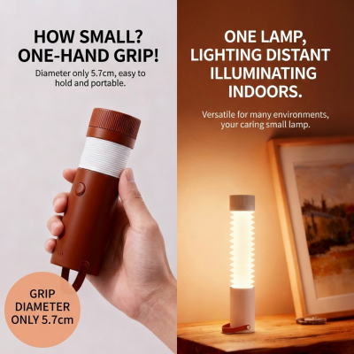 Foldable Outdoor Camping Light with Dual Brightness Modes – Rechargeable Red LED Tent Lamp, IP65 Waterproof, Magnetic Base & Adjustable Neck for Hiking and Emergency Use (Red).