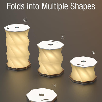 Foldable Rotating Table Lamp with Touch Control – Portable LED Desk Light for Home, Camping & Gifts, Adjustable Height & Warm Glow (White).