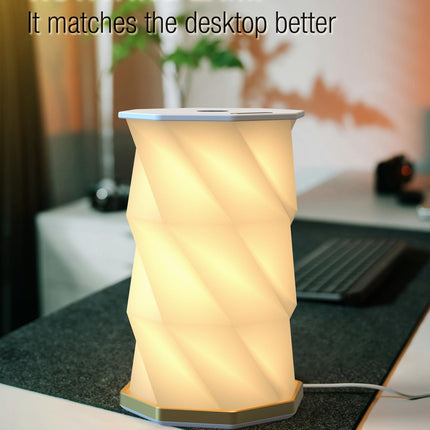 Foldable Rotating Table Lamp with Touch Control – Portable LED Desk Light for Home, Camping & Gifts, Adjustable Height & Warm Glow (White).
