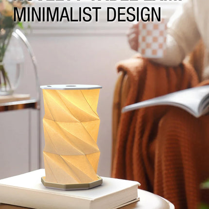 Foldable Rotating Table Lamp with Touch Control – Portable LED Desk Light for Home, Camping & Gifts, Adjustable Height & Warm Glow (White).