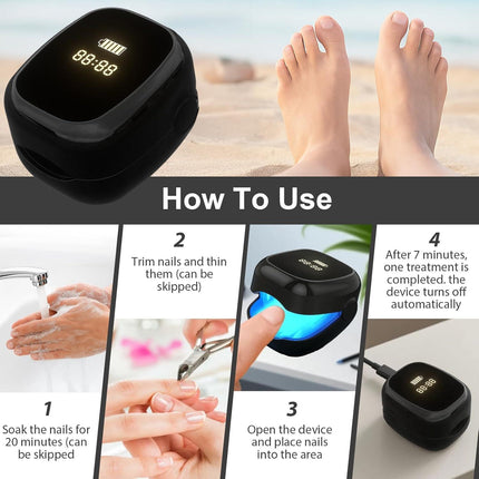 Nail Wellness Light Device (1-Piece): Red & Blue LED for Daily Nail Care Routine – Auto Timer, USB Rechargeable (Black).