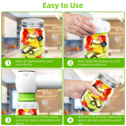 Green Electric Vacuum Sealer Kit – Portable Mason Jar & Bag Sealing Machine with Digital Display, USB Rechargeable, One-Touch Operation | Ideal for Home, Camping, Travel.