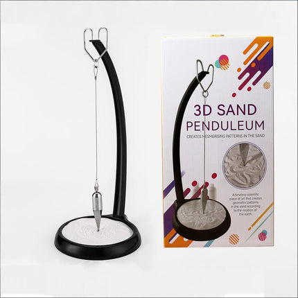 3D Sand Pendulum Desk Toy – Science Art Decor with Kinetic Sand Patterns, Earth Rotation Demo, Stress Relief for Office & Home (Black).