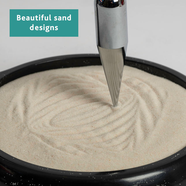 3D Sand Pendulum Desk Toy – Science Art Decor with Kinetic Sand Patterns, Earth Rotation Demo, Stress Relief for Office & Home (Black).