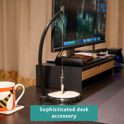 3D Sand Pendulum Desk Toy – Science Art Decor with Kinetic Sand Patterns, Earth Rotation Demo, Stress Relief for Office & Home (Black).