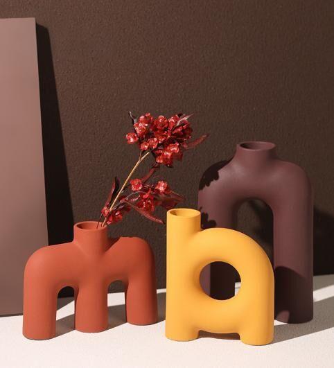 Tubular Letter Vase Set（3-Piece ） – Modern Ceramic Decor for Living Room, Dining Table & TV Stand | Other Luxury Styles Available in Store.