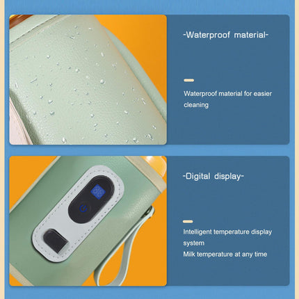 USB Baby Bottle Warmer – Portable Digital Milk Heater with 5-Temperature Settings, Rechargeable and Waterproof for Travel and Home Use (Green).