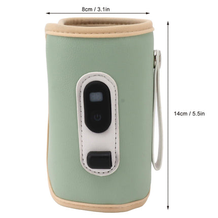 USB Baby Bottle Warmer – Portable Digital Milk Heater with 5-Temperature Settings, Rechargeable and Waterproof for Travel and Home Use (Green).