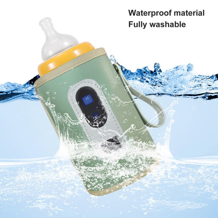 USB Baby Bottle Warmer – Portable Digital Milk Heater with 5-Temperature Settings, Rechargeable and Waterproof for Travel and Home Use (Green).