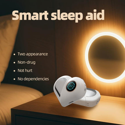 White Handheld Sleep Aid Device: Smart Relaxation Tool with Dual Modes & LED Display – Portable Stress Relief for Adults & Seniors.