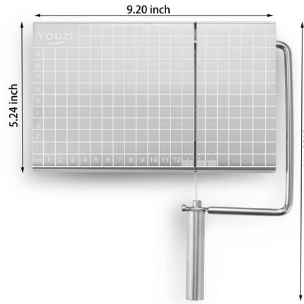 Stainless Steel Cheese Slicer with 10 Replacement Wires – Precision Grid Cutting Board, Ergonomic Handle, Easy to Clean – Ideal for Butter, Cake, Soft Cheese (Silver).