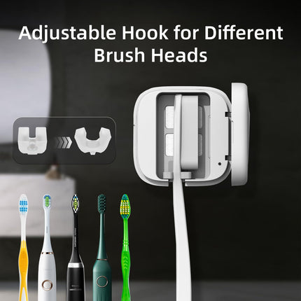 Portable UV-C Toothbrush Sterilizer with Auto-Disinfection & Heating – Magnetic Wall Mountable Brush Cover for Home and Travel (White) | Other Colors Available In-Store.