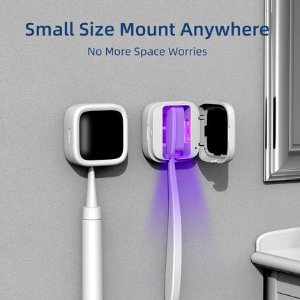 Portable UV-C Toothbrush Sterilizer with Auto-Disinfection & Heating – Magnetic Wall Mountable Brush Cover for Home and Travel (White) | Other Colors Available In-Store.