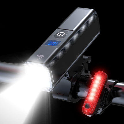 Ultra-Bright 1200 Lumen Bike Light Set with USB Rechargeable Headlight & Tail Light – IP65 Waterproof Cycling Lamp for Night Riding (Black).