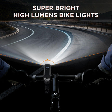 Ultra-Bright 1200 Lumen Bike Light Set with USB Rechargeable Headlight & Tail Light – IP65 Waterproof Cycling Lamp for Night Riding (Black).