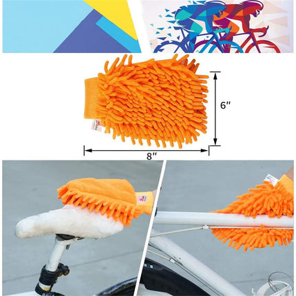 9-Piece Bike Cleaning Kit – Chain Cleaner, Tire Brush, Frame Scrubber, Gear Brush, Microfiber Glove for Mountain, Road, BMX Bikes (Yellow-Orange).