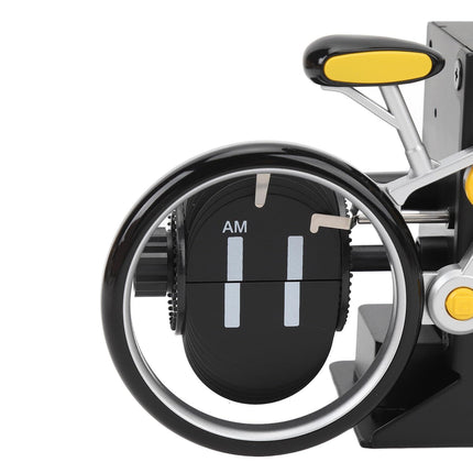 Modern Bicycle Flip Clock – Creative Mechanical Desk Timepiece with Dual Rotating Wheels, Retro Design for Home Office Decor, Compact Size (Yellow).