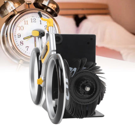 Modern Bicycle Flip Clock – Creative Mechanical Desk Timepiece with Dual Rotating Wheels, Retro Design for Home Office Decor, Compact Size (Yellow).
